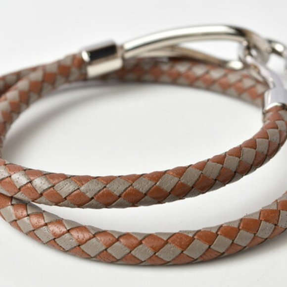 Hermes bangle bracelet jumbo leather brown gray silver metal fittings - Picture 3 of 4